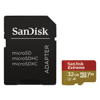 Micro SDHC Extreem 32Gb + Adap. SD 100Mb Sandisk
