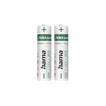 Pilas Recargables x2 AAA Ni-Mh 700mAh 1.2v 00223525 Hama