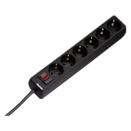 Regleta 6 Tomas mas Interuptor Negro Hama