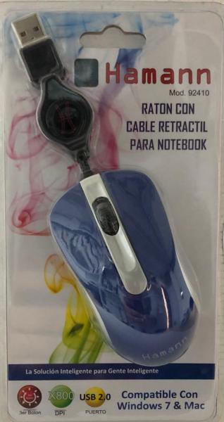 Raton Notebook/Netbook C/USB Retrac. Azul Hamann