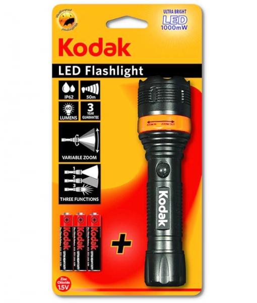 Kod-30413191-1.jpg Linterna LED Focus 157+3xAAA C/50Lum/Zoom/IP Kodak - Imagen 1