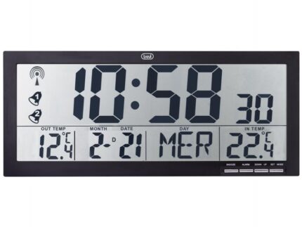 Reloj Pared Digital/ Estacion Meteo C/Sensor Ext/2xAlarmas 335x122mm Trevi